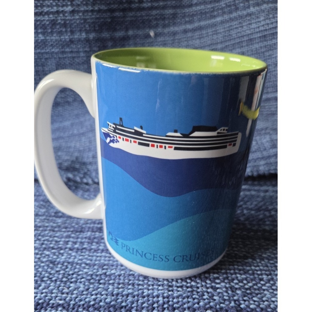 Princess Cruise Line Cruise Ship Blue Green Coffee Cup Mug Souvenir